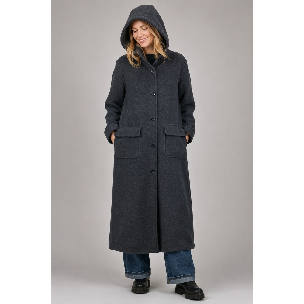 Eddie Bauer Dark Charcoal Hooded Long Coat